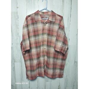 George Strait Wrangler Mens Linen Cotton Button Front Short Sleeve Shirt Size XL